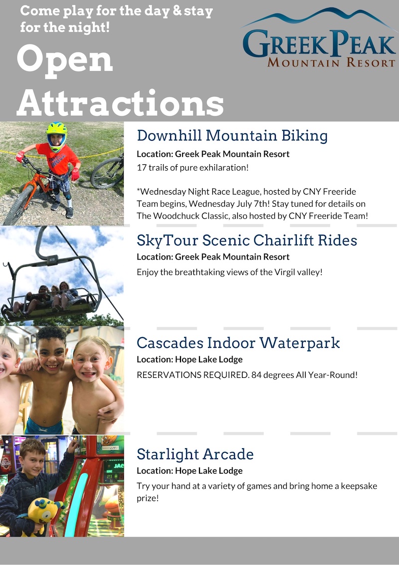 Greek Peak News Open Attractions